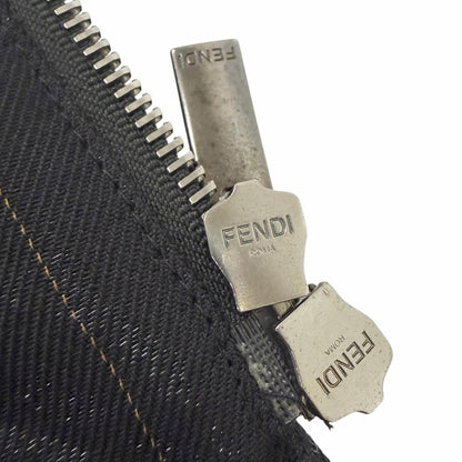 Fendi Striped Pattern Glossy Hooded Padded Coat Black 46 — view 7