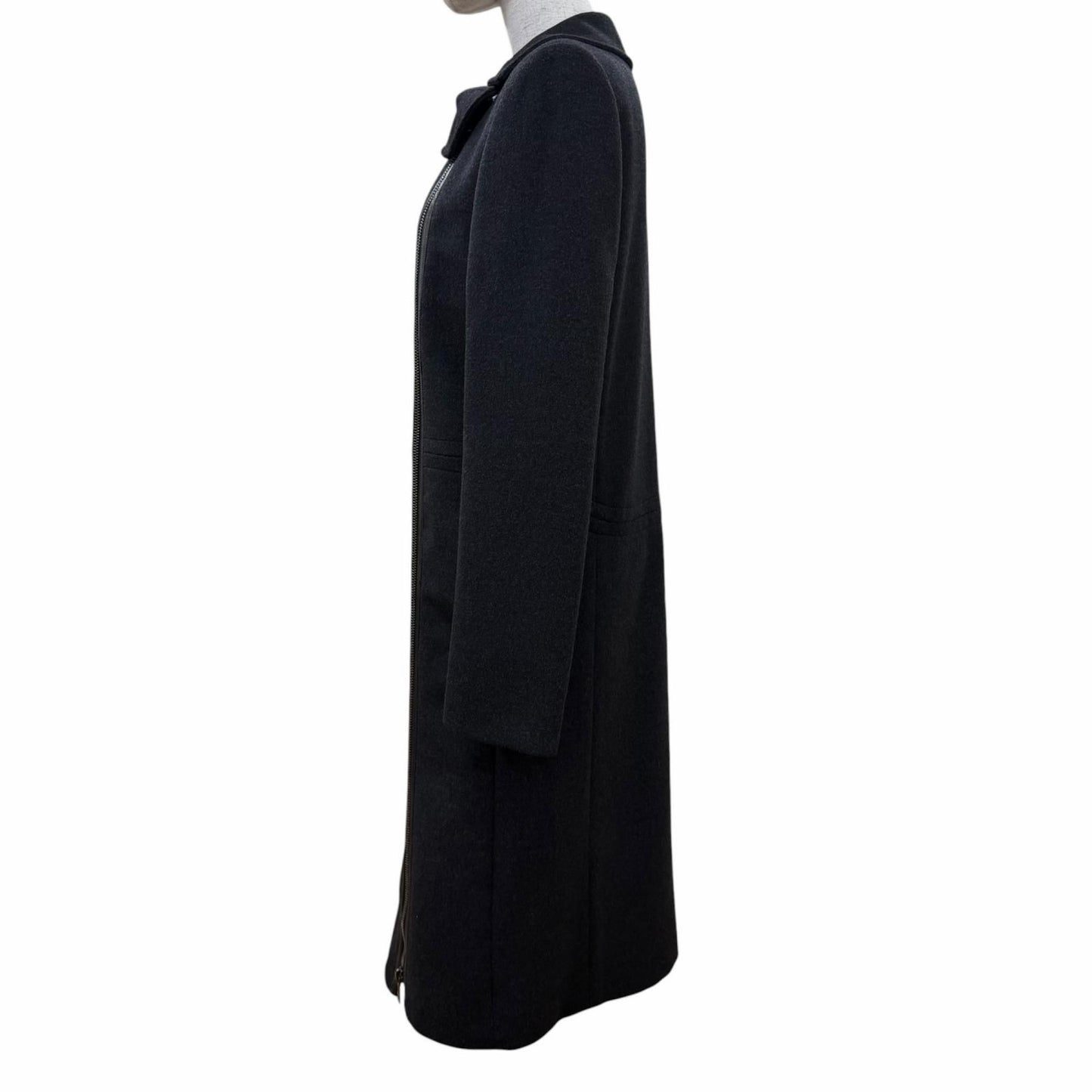Gucci 657 Era Leather Zip UP Long Length Coat Dark Gray 42 Garment — view 2