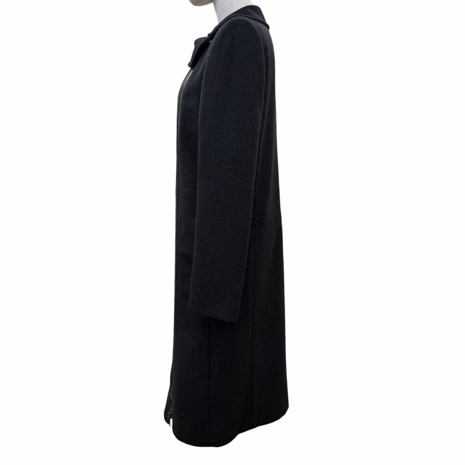 Gucci 657 Era Leather Zip UP Long Length Coat Dark Gray 42 Garment — view 2