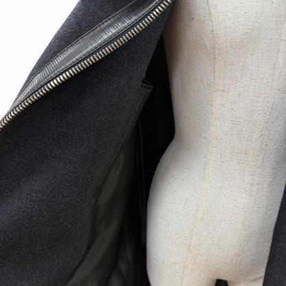 Gucci 657 Era Leather Zip UP Long Length Coat Dark Gray 42 Garment — view 5