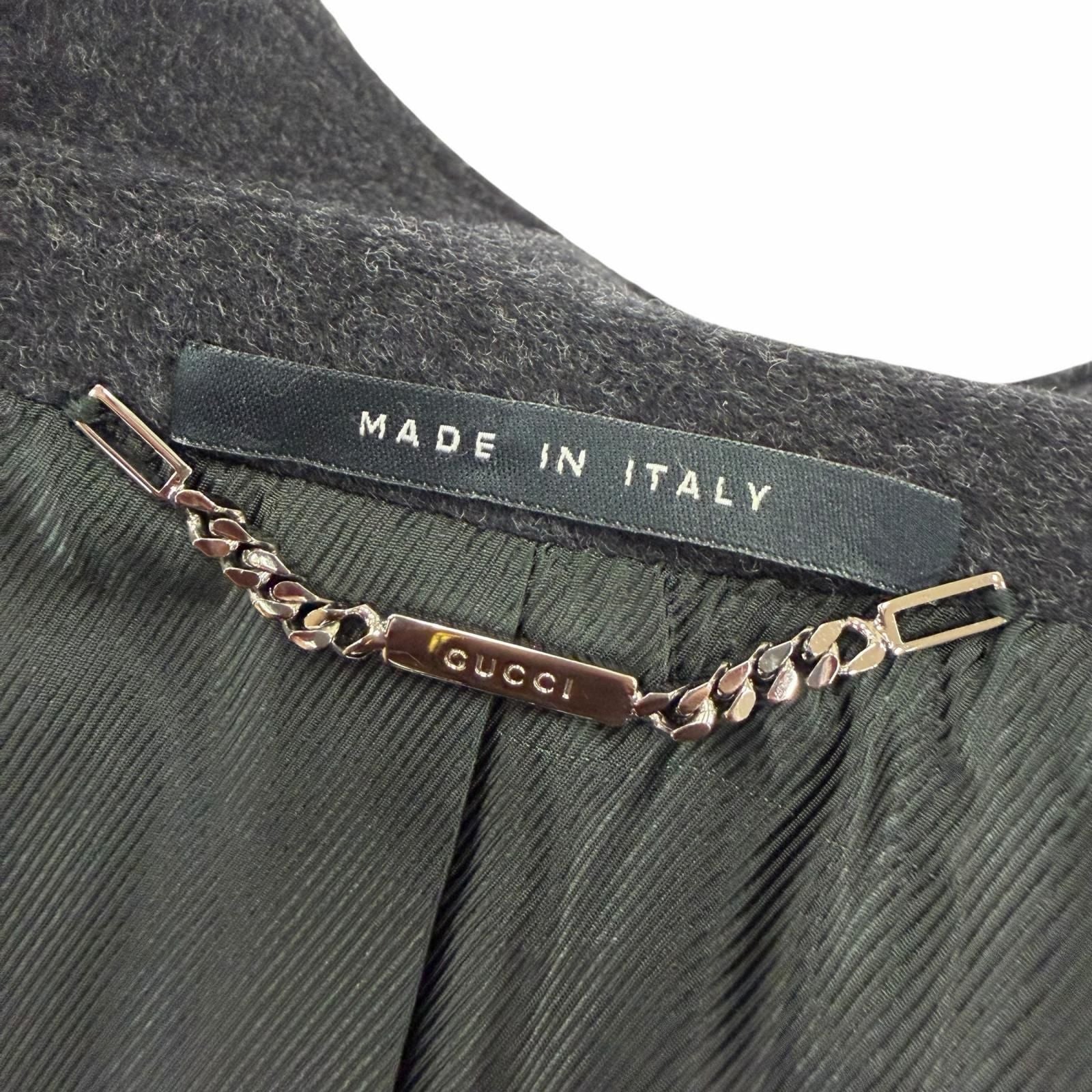 Gucci 657 Era Leather Zip UP Long Length Coat Dark Gray 42 Garment — view 8