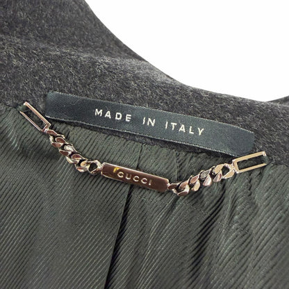 Gucci 657 Era Leather Zip UP Long Length Coat Dark Gray 42 Garment — view 8