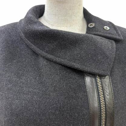Gucci 657 Era Leather Zip UP Long Length Coat Dark Gray 42 Garment — view 4