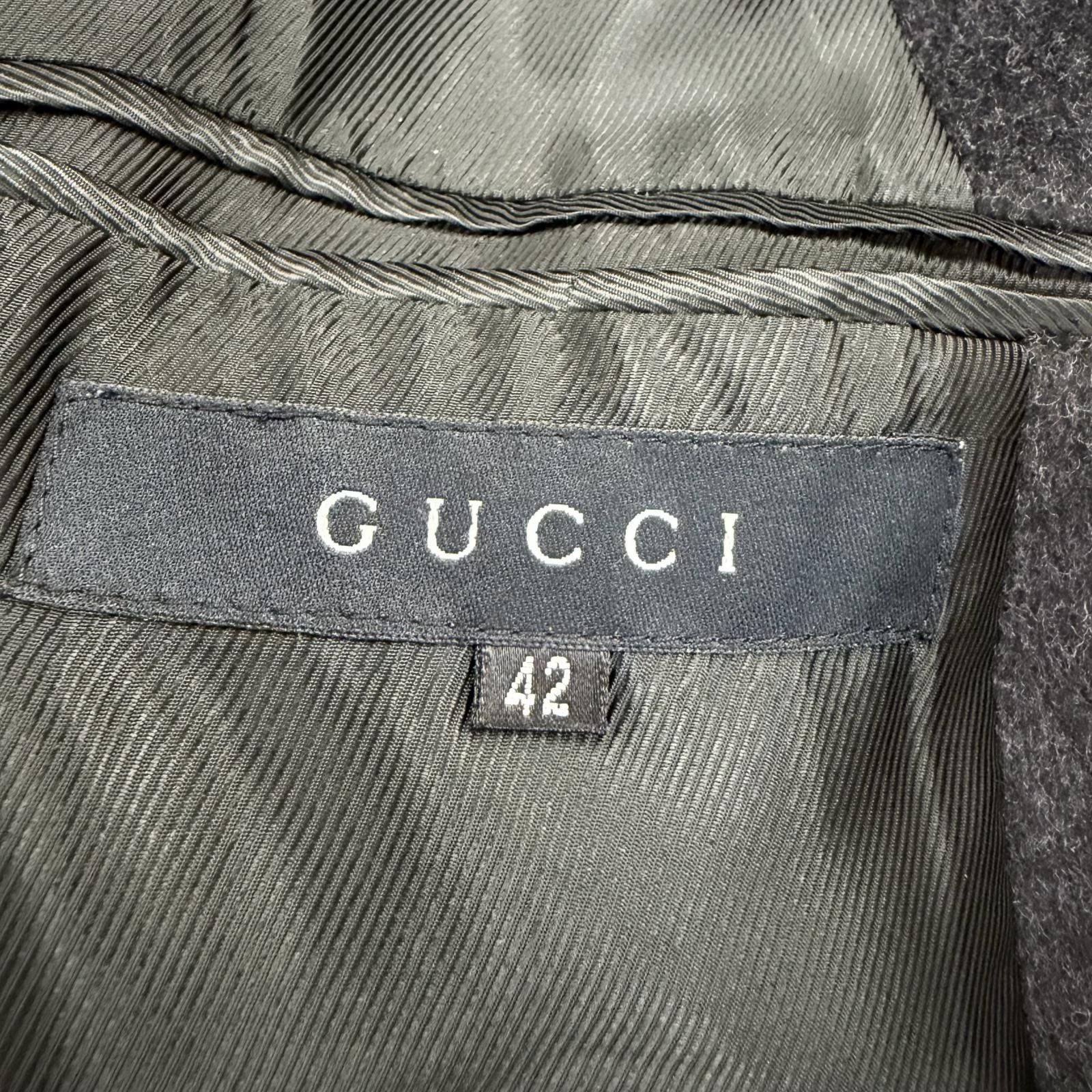Gucci 657 Era Leather Zip UP Long Length Coat Dark Gray 42 Garment — view 9