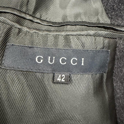 Gucci 657 Era Leather Zip UP Long Length Coat Dark Gray 42 Garment — view 9