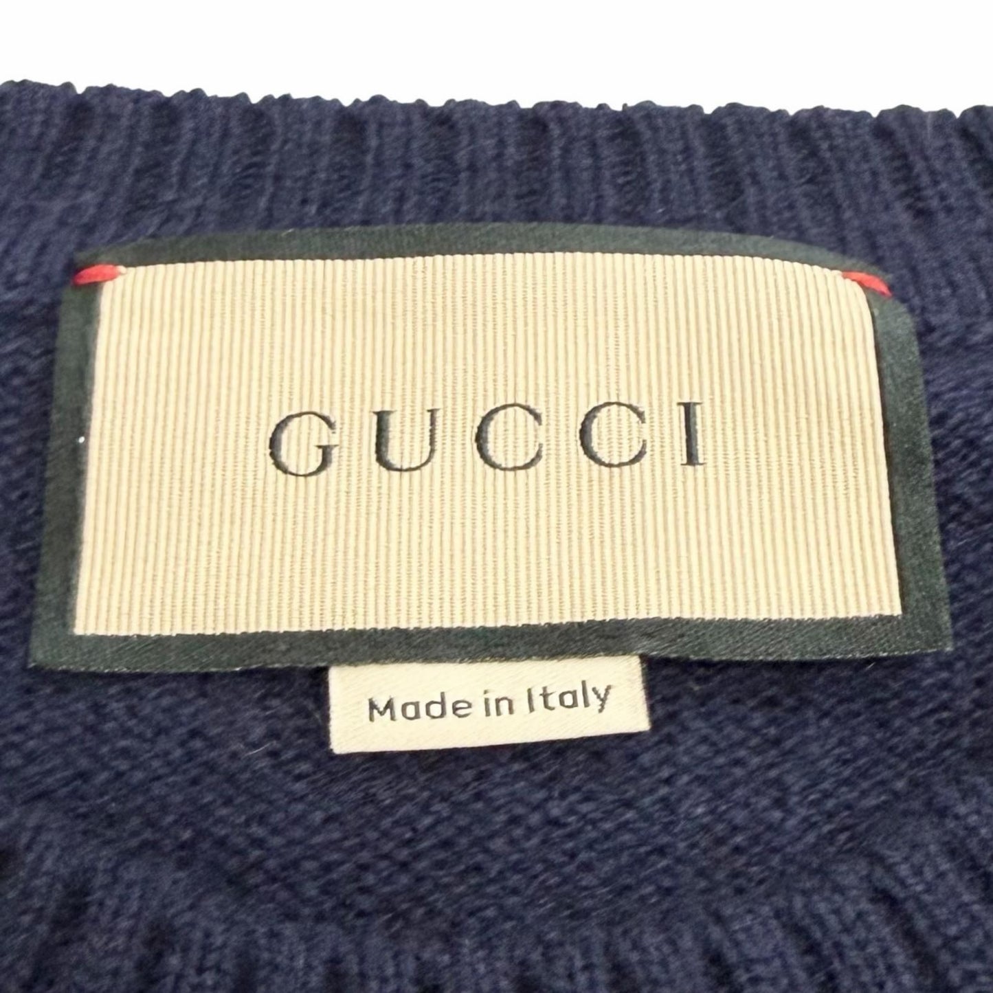 Gucci Cashmere with Horsebit Crew Neck 3/4 Sleeves Knit Sweater Navy S Recommend — view 6