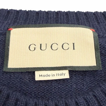 Gucci Cashmere with Horsebit Crew Neck 3/4 Sleeves Knit Sweater Navy S Recommend — view 6