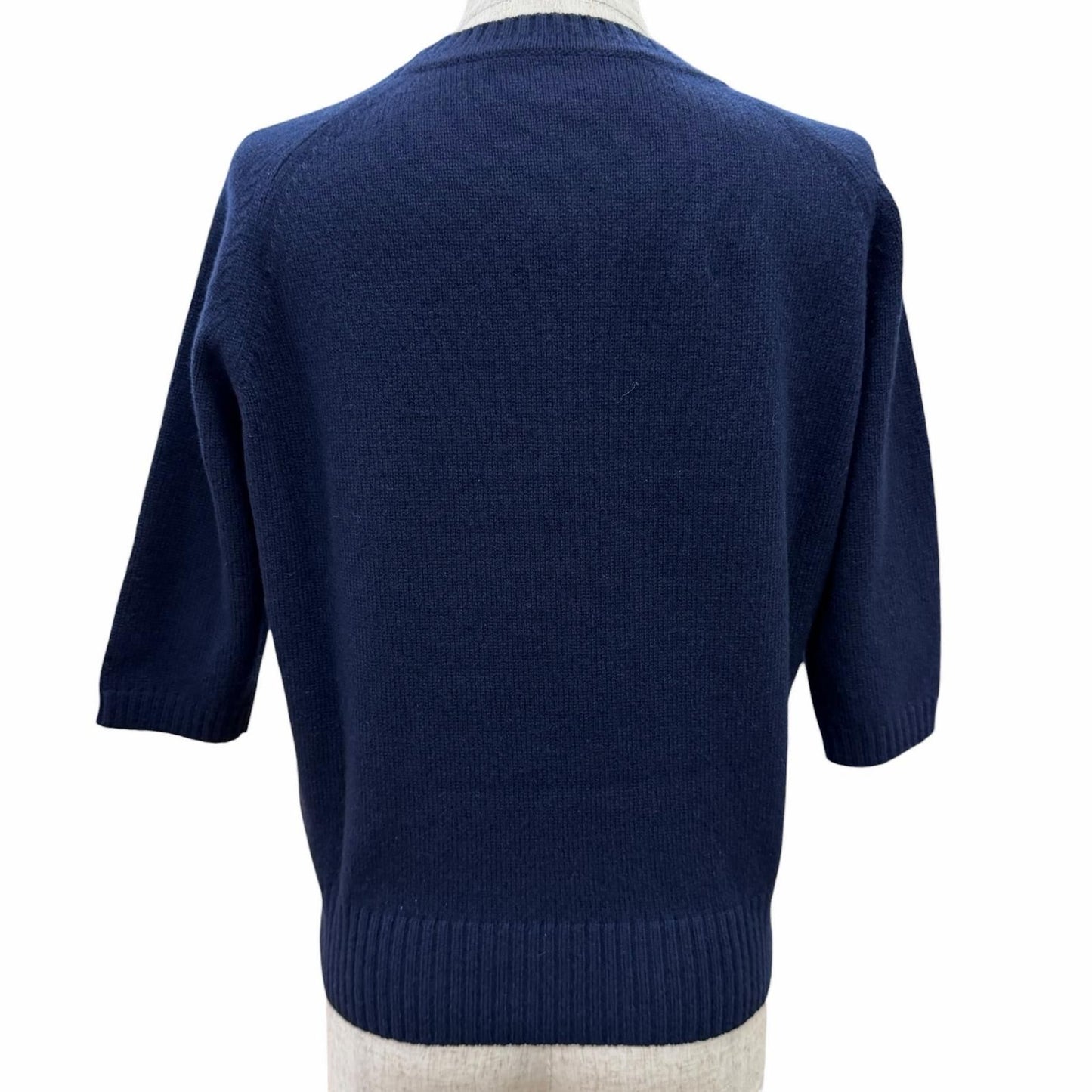 Gucci Cashmere with Horsebit Crew Neck 3/4 Sleeves Knit Sweater Navy S Recommend — view 3