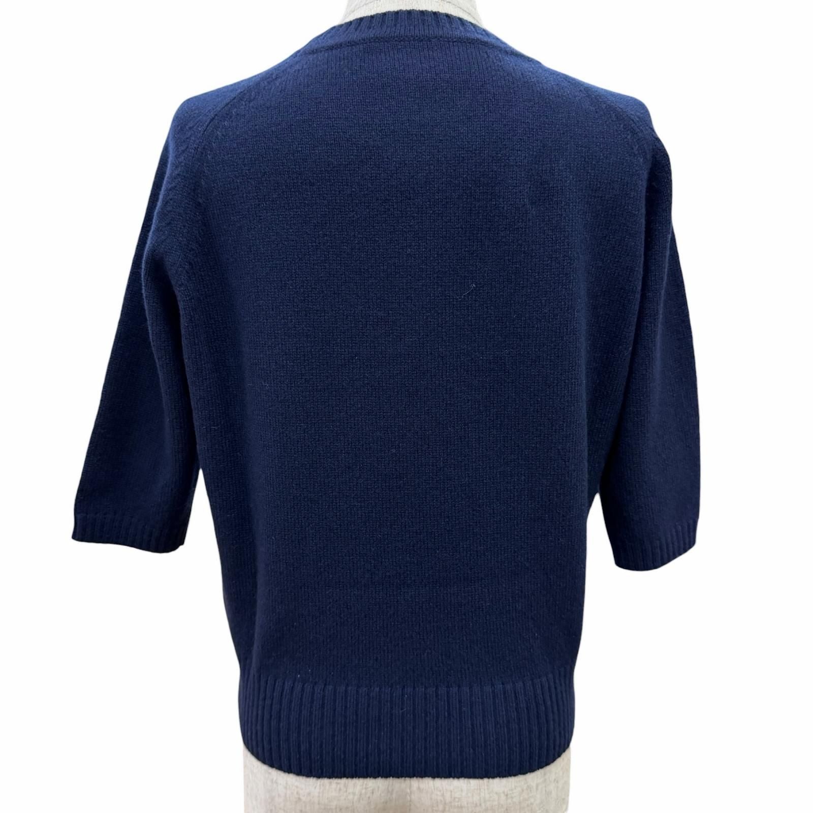 Gucci Cashmere with Horsebit Crew Neck 3/4 Sleeves Knit Sweater Navy S Recommend — view 3