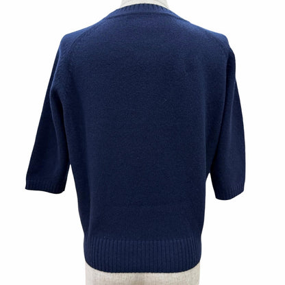 Gucci Cashmere with Horsebit Crew Neck 3/4 Sleeves Knit Sweater Navy S Recommend — view 3