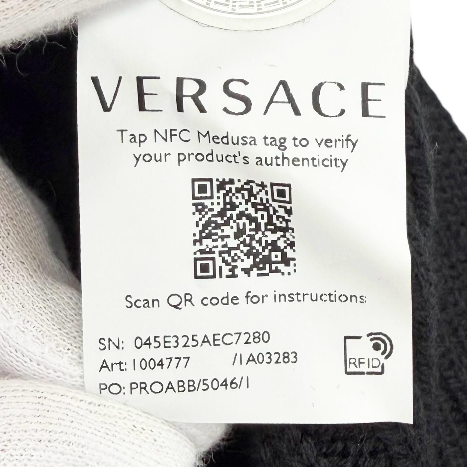Versace Wool Medusa Safety Pin Crew Neck Long Sleeve Knit Sweater Black 40 — view 8