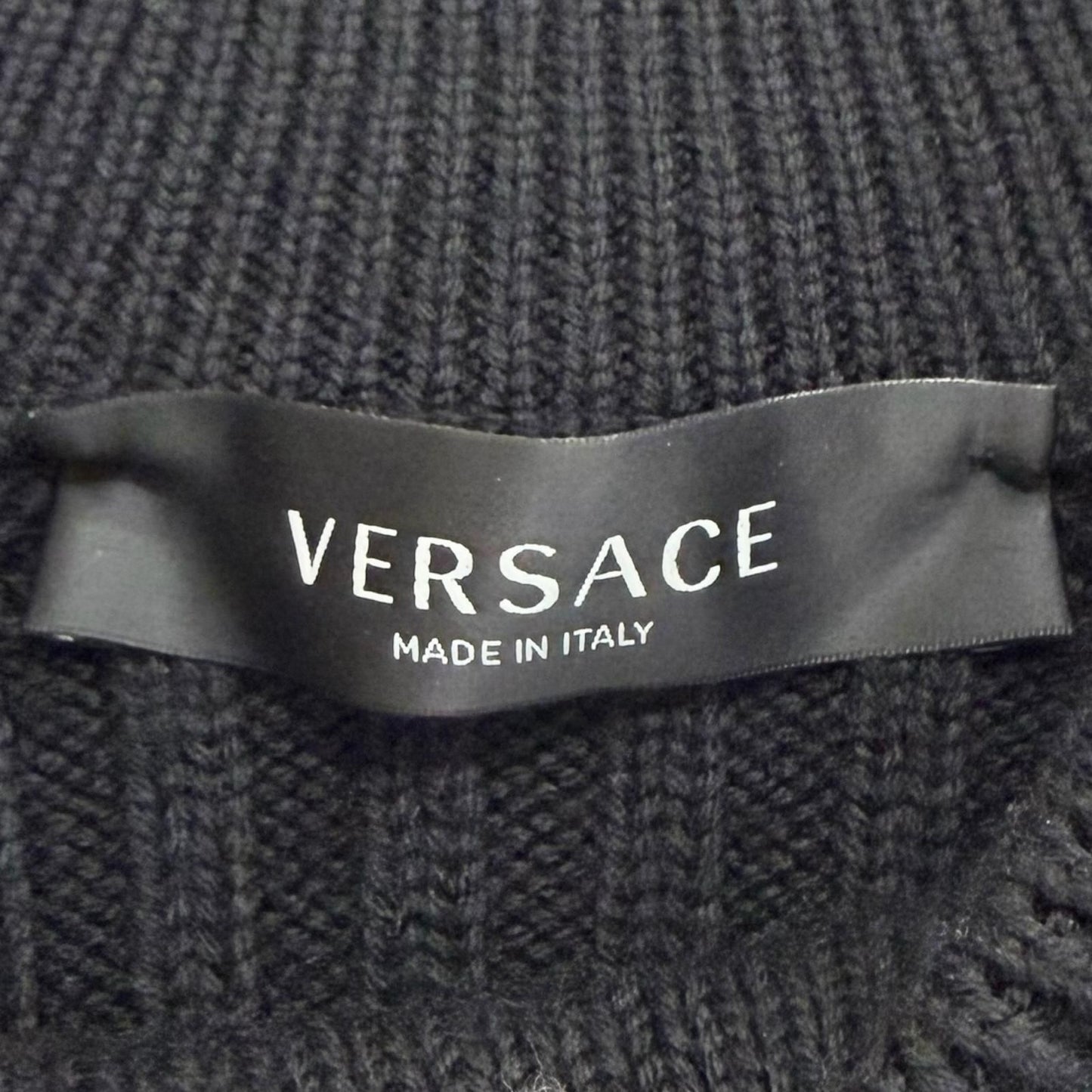 Versace Wool Medusa Safety Pin Crew Neck Long Sleeve Knit Sweater Black 40 — view 6