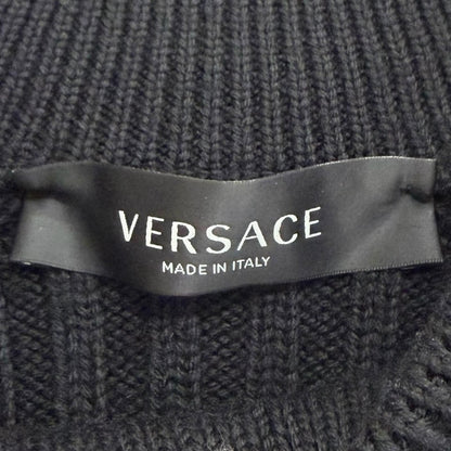 Versace Wool Medusa Safety Pin Crew Neck Long Sleeve Knit Sweater Black 40 — view 6