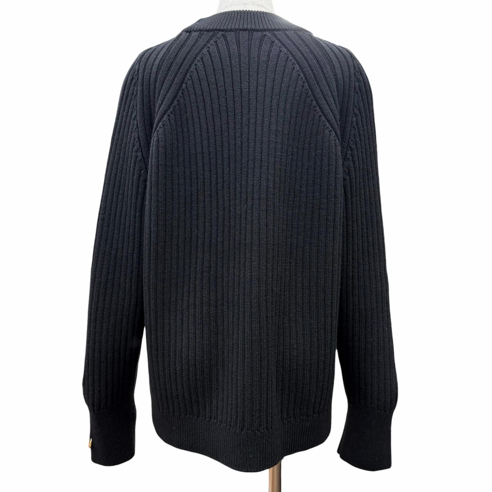 Versace Wool Medusa Safety Pin Crew Neck Long Sleeve Knit Sweater Black 40 — view 3