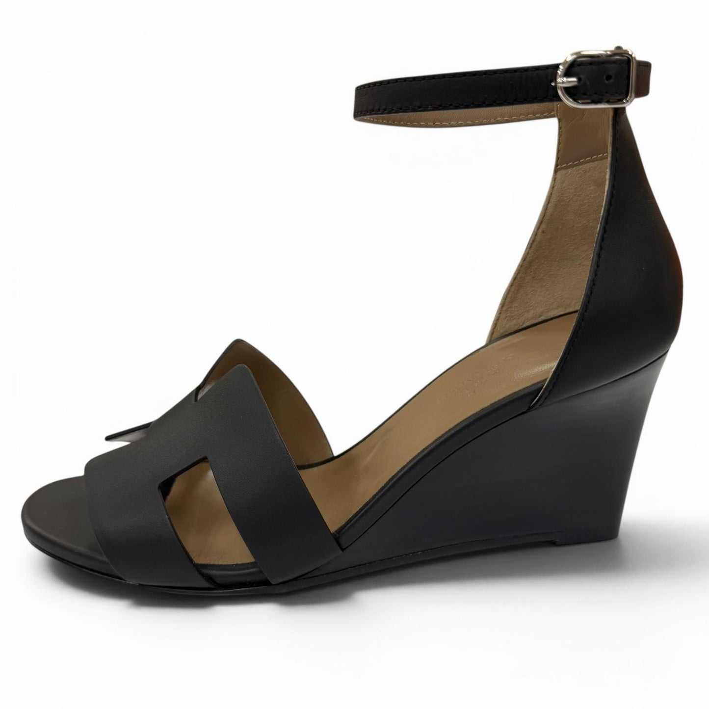 Hermes Legend Ankle Strap Leather Sandals Black — view 5