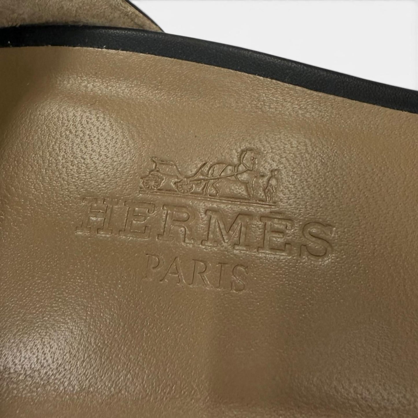 Hermes Legend Ankle Strap Leather Sandals Black — view 9