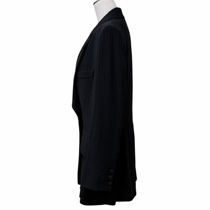 Hermes Vintage Logo Button Stripe Pattern Single Tailored Jacket Black 44 — view 2