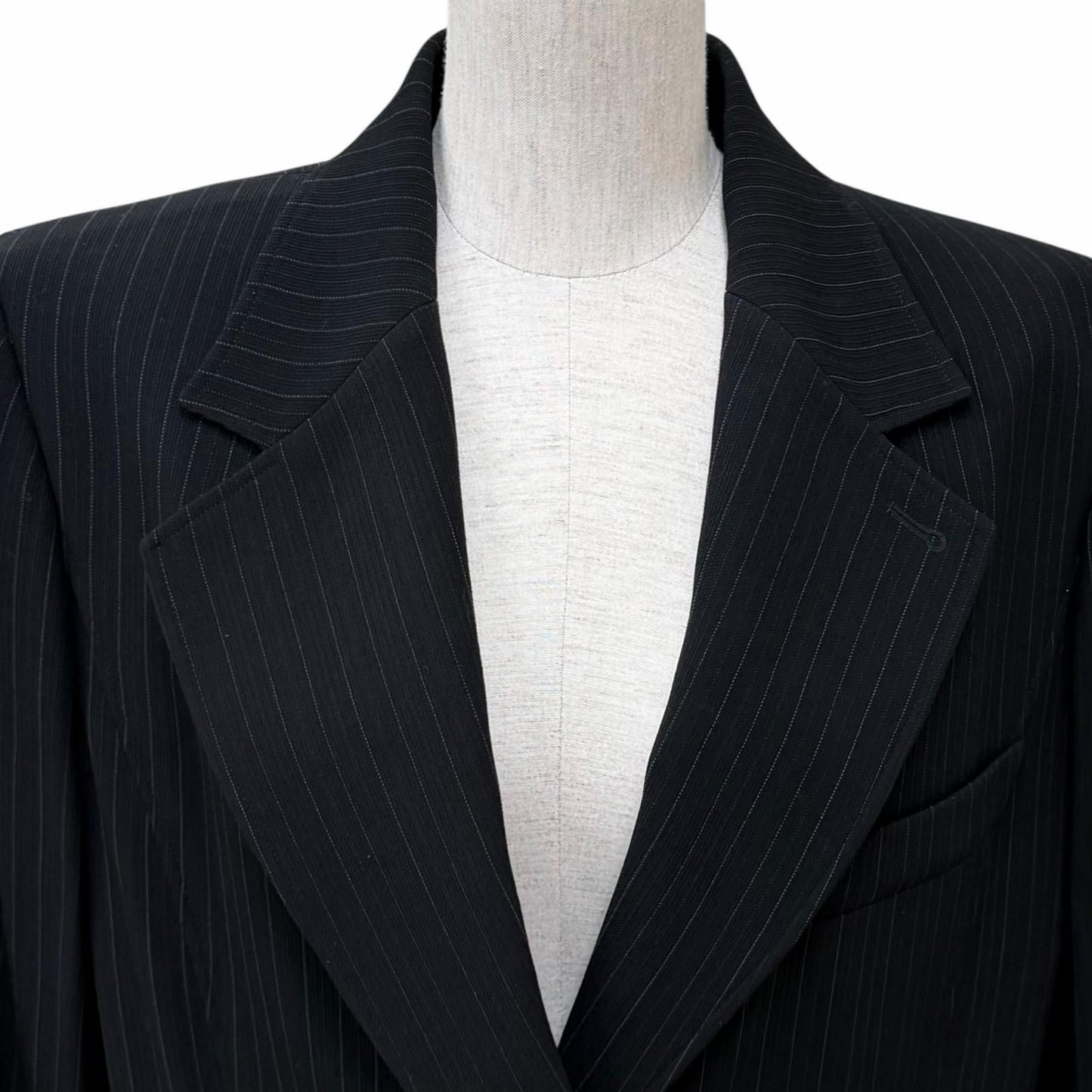 Hermes Vintage Logo Button Stripe Pattern Single Tailored Jacket Black 44 — view 4