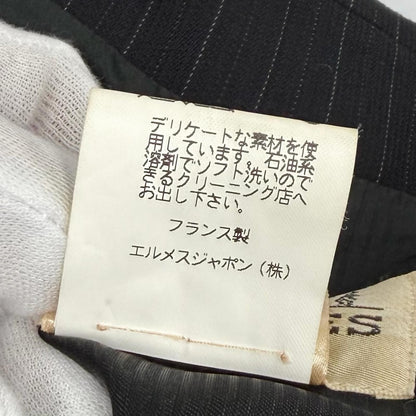 Hermes Vintage Logo Button Stripe Pattern Single Tailored Jacket Black 44 — view 9