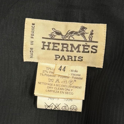 Hermes Vintage Logo Button Stripe Pattern Single Tailored Jacket Black 44 — view 7
