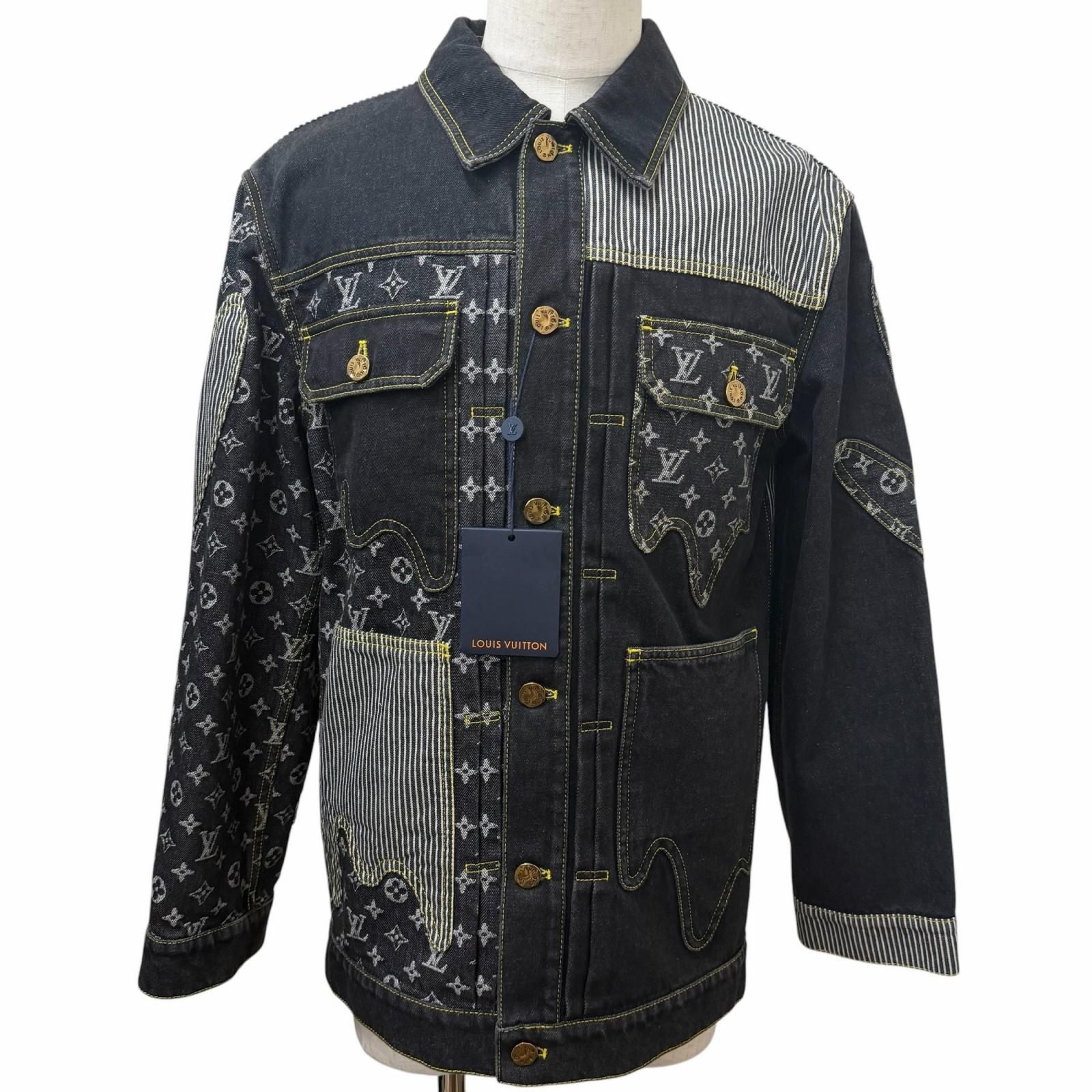 Louis Vuitton Cotton 100% SS Monogram Denim Jacket Indigo Blue 44