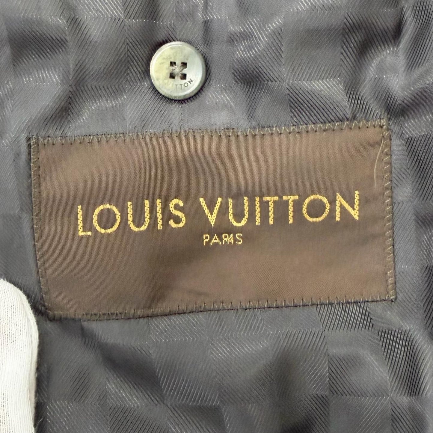 Louis Vuitton Cashmere Lining Damier Pattern Long Chesterfield Coat Charcoal — view 7