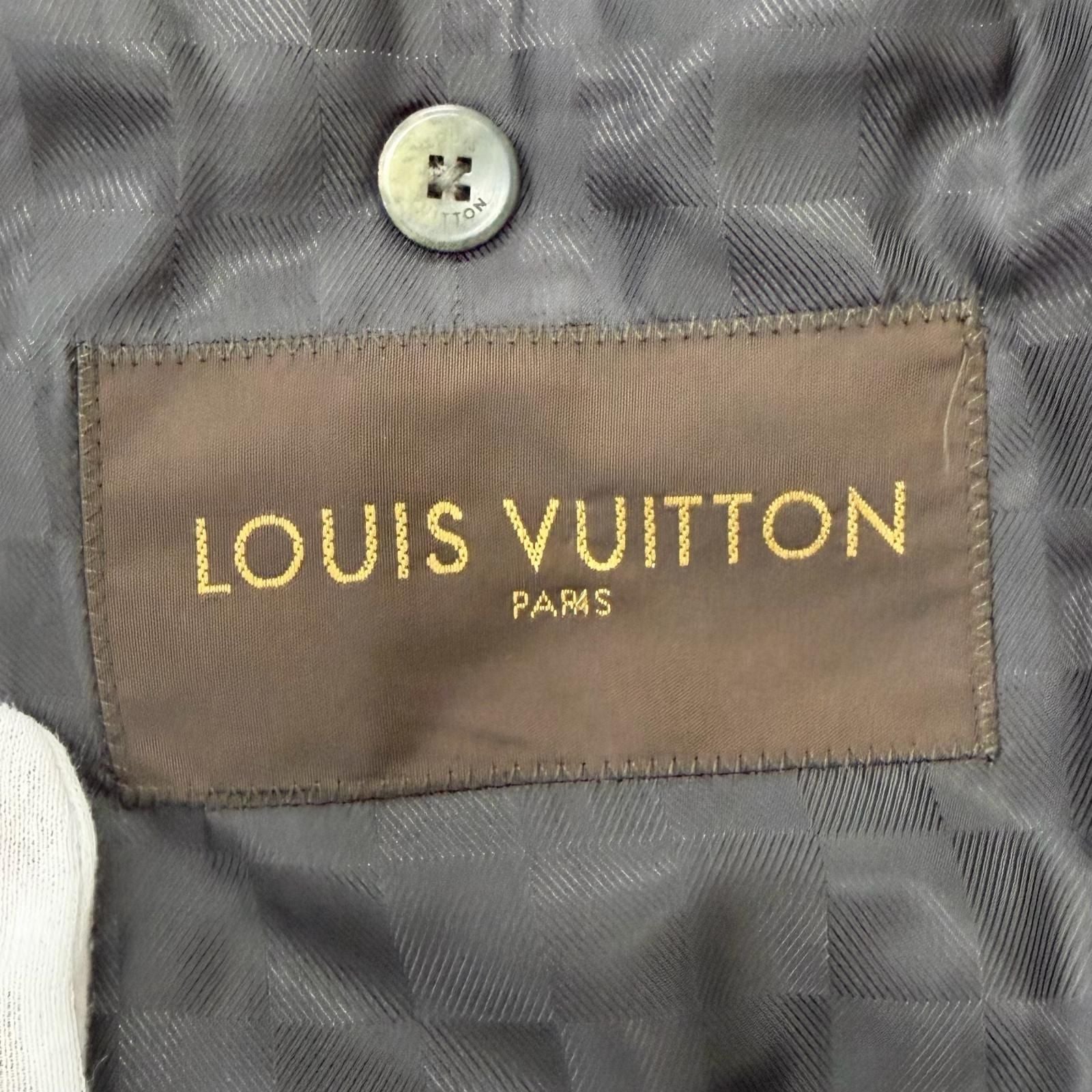 Louis Vuitton Cashmere Lining Damier Pattern Long Chesterfield Coat Charcoal — view 7