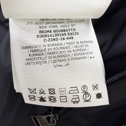 Moncler Reims Giubbotto Leather Logo Patch Hooded Down Jacket Black 1 Hanger — view 9
