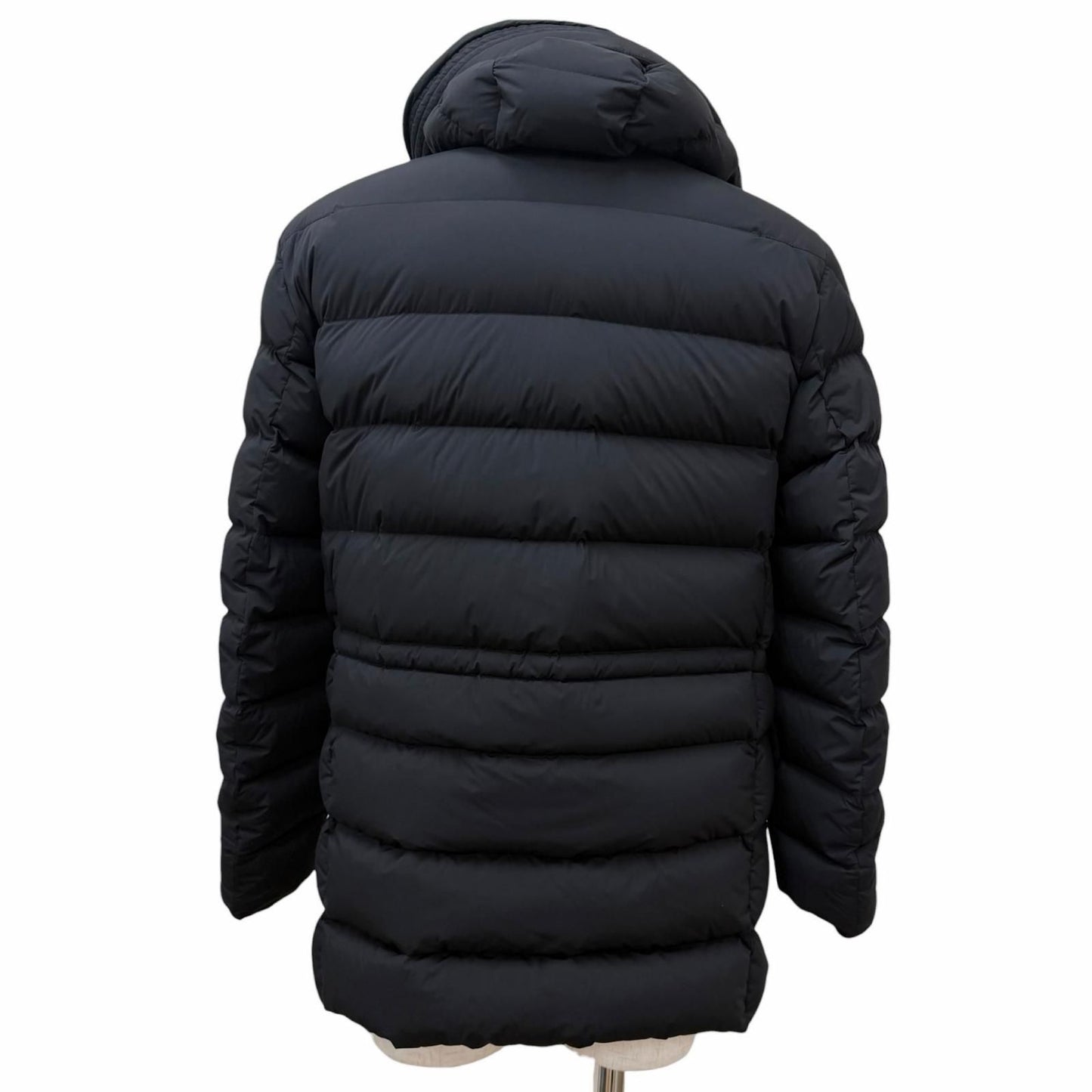 Moncler Reims Giubbotto Leather Logo Patch Hooded Down Jacket Black 1 Hanger — view 4