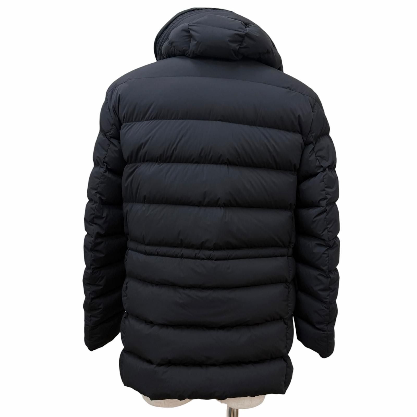 Moncler Reims Giubbotto Leather Logo Patch Hooded Down Jacket Black 1 Hanger — view 4