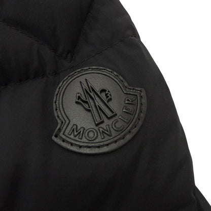 Moncler Reims Giubbotto Leather Logo Patch Hooded Down Jacket Black 1 Hanger — view 6