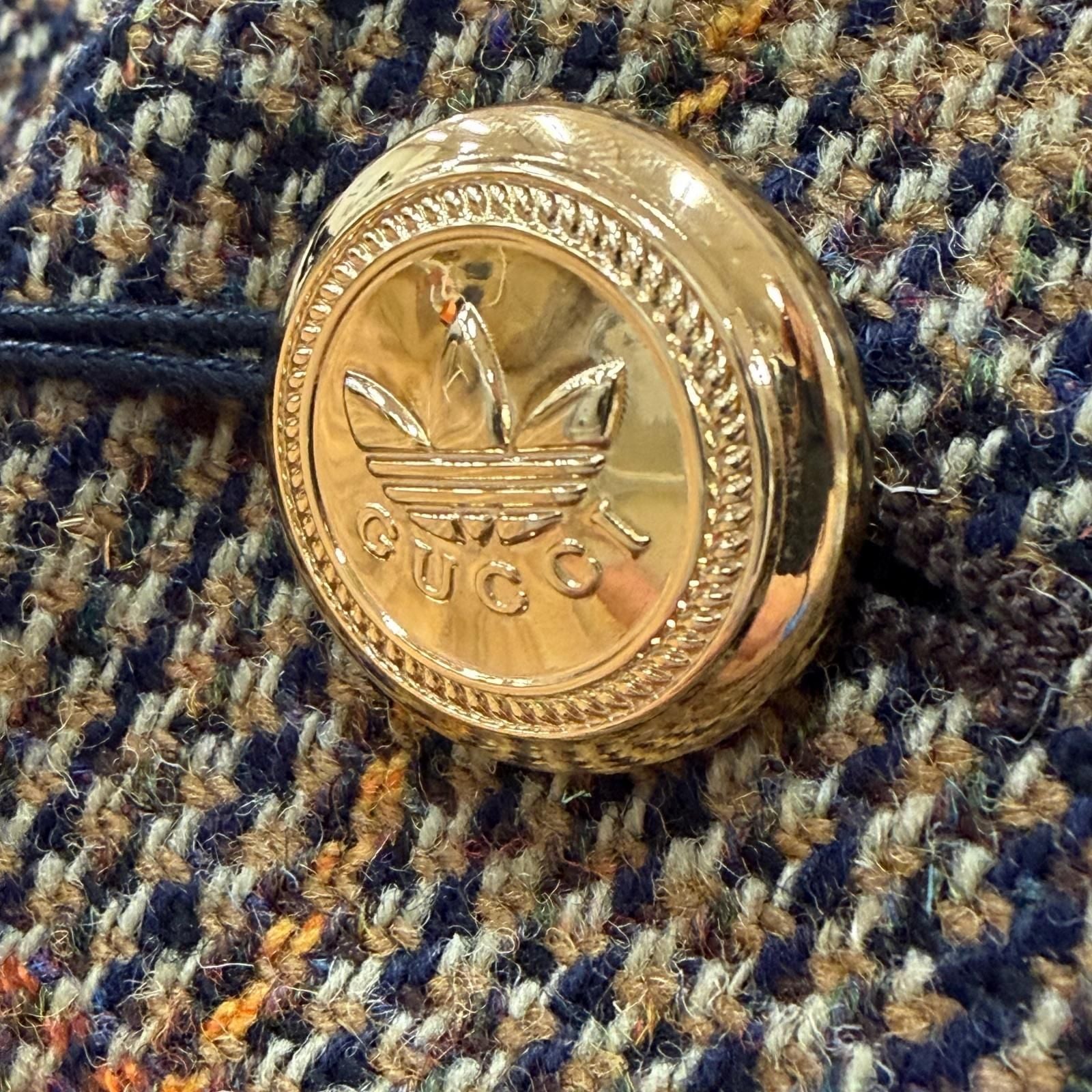 Gucci Adidas Checkered Logo Gold Button Color Coat Khaki 48 Garment Hanger — view 6