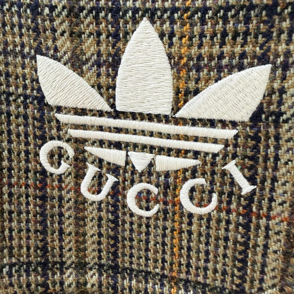 Gucci Adidas Checkered Logo Gold Button Color Coat Khaki 48 Garment Hanger — view 5
