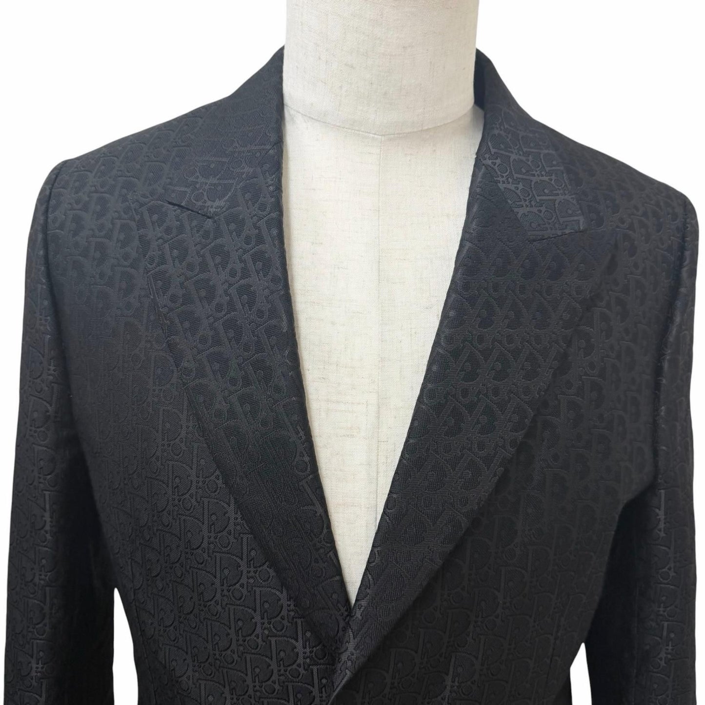 Dior Homme Silk Blend Oblique All Over Pattern Single Terre Jacket Black 46 — view 2
