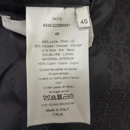 Dior Homme Silk Blend Oblique All Over Pattern Single Terre Jacket Black 46 — view 8