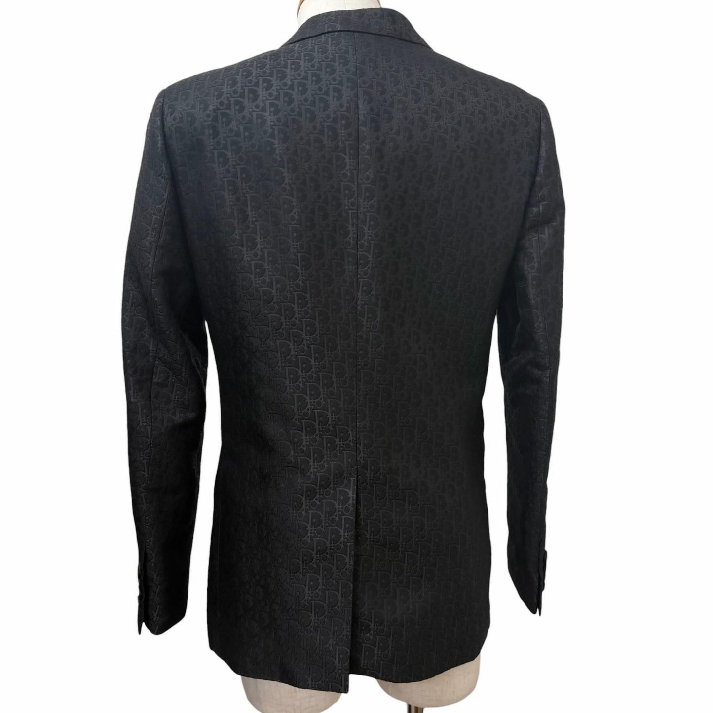 Dior Homme Silk Blend Oblique All Over Pattern Single Terre Jacket Black 46 — view 4