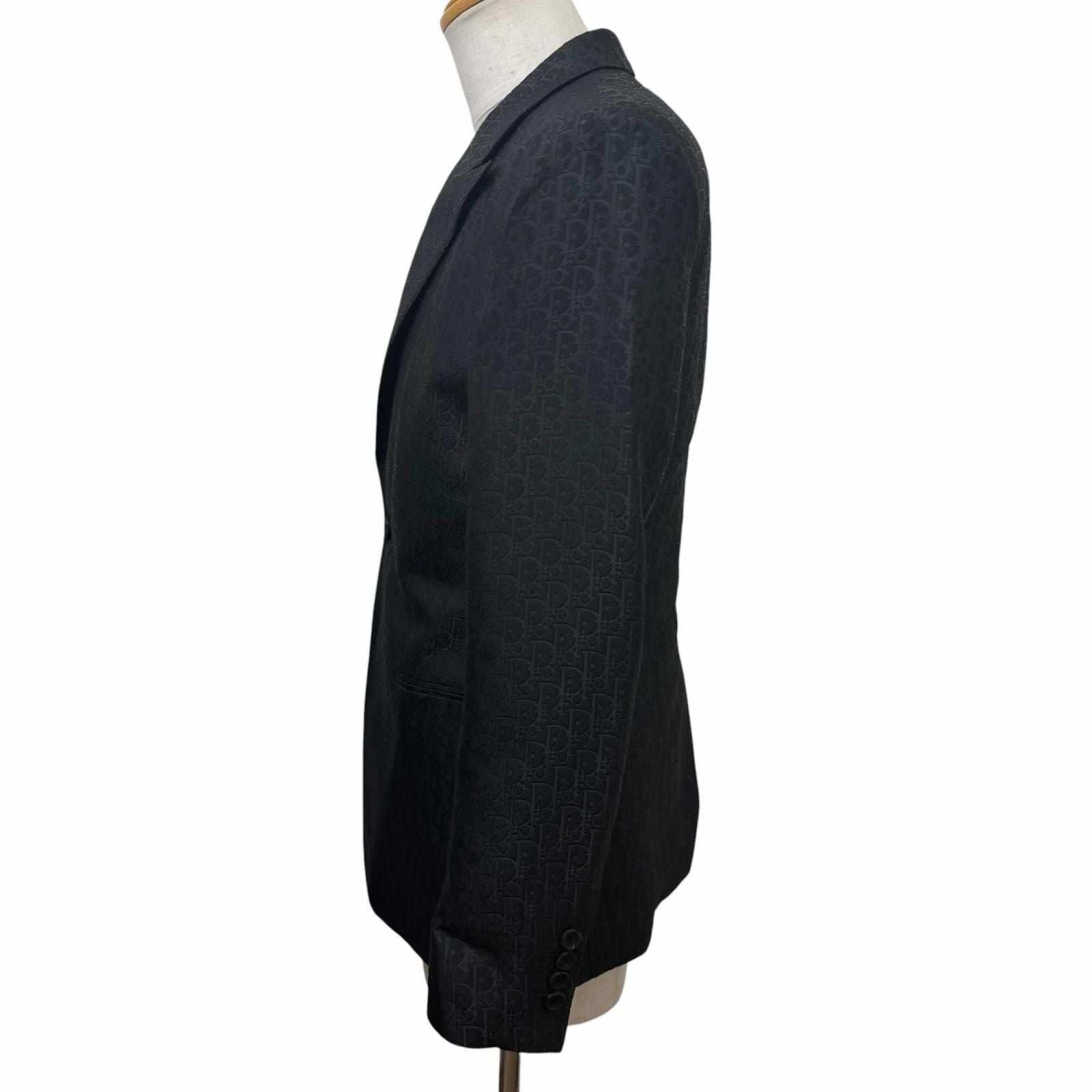 Dior Homme Silk Blend Oblique All Over Pattern Single Terre Jacket Black 46 — view 3