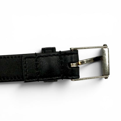 Saint Laurent Narrow Belt Dull Finish YSL Logo Leather Black — view 5