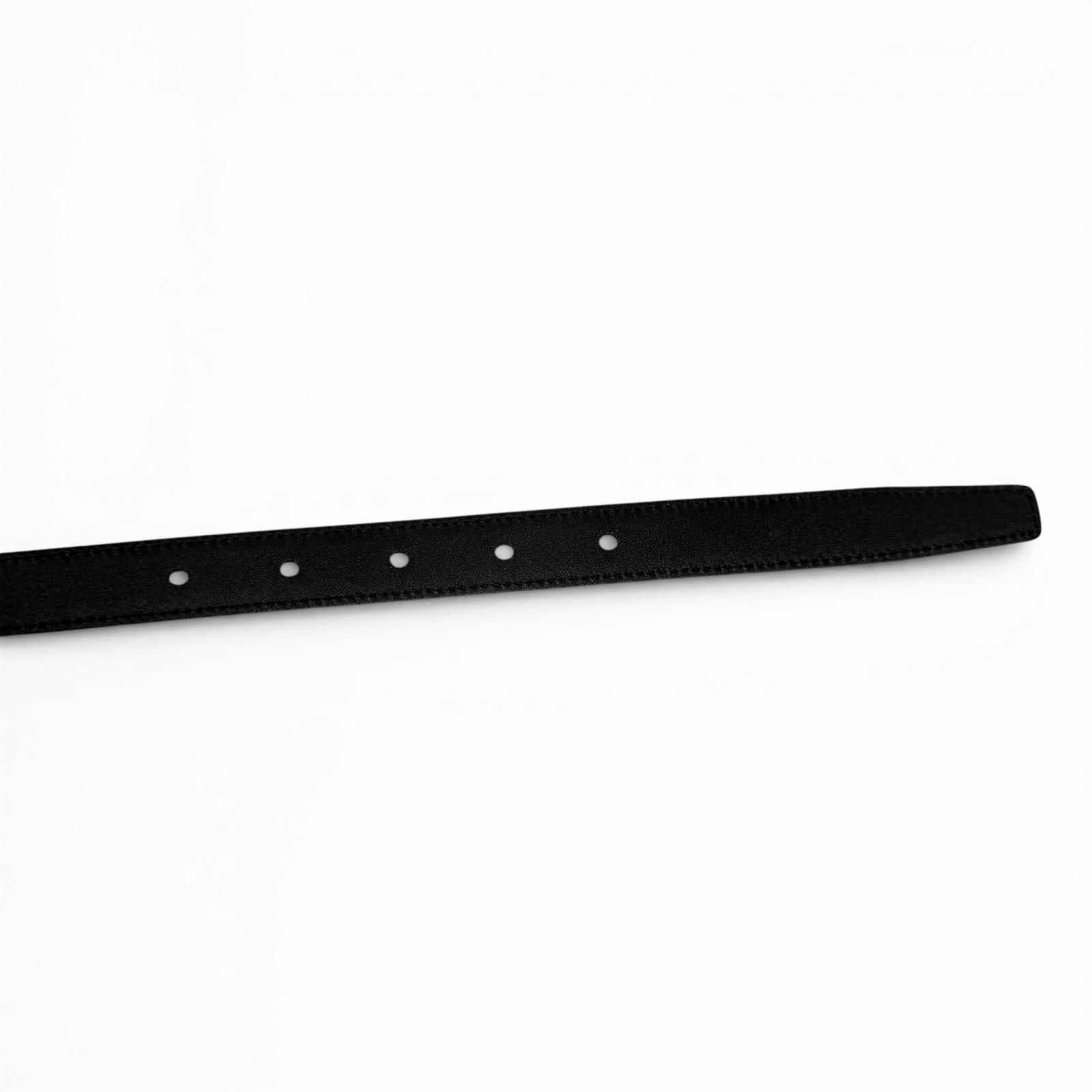 Saint Laurent Narrow Belt Dull Finish YSL Logo Leather Black — view 7