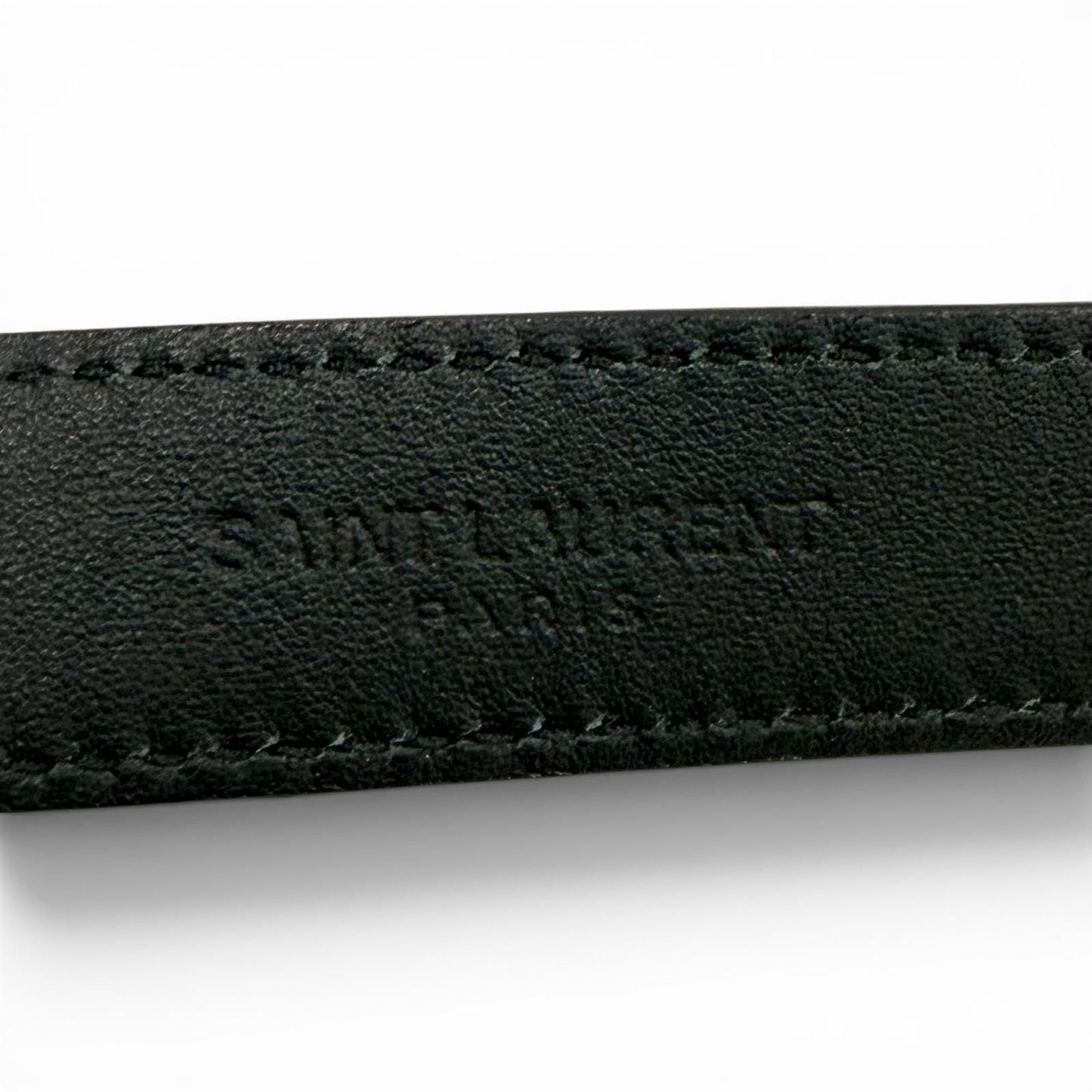 Saint Laurent Narrow Belt Dull Finish YSL Logo Leather Black — view 8