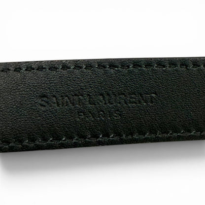 Saint Laurent Narrow Belt Dull Finish YSL Logo Leather Black — view 8