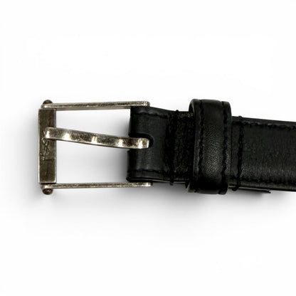 Saint Laurent Narrow Belt Dull Finish YSL Logo Leather Black — view 4