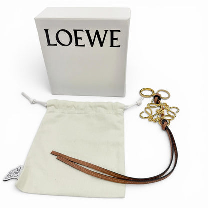 Loewe Classic Calf Tan Anagram Key Holder Bag Charm Gold — view 2