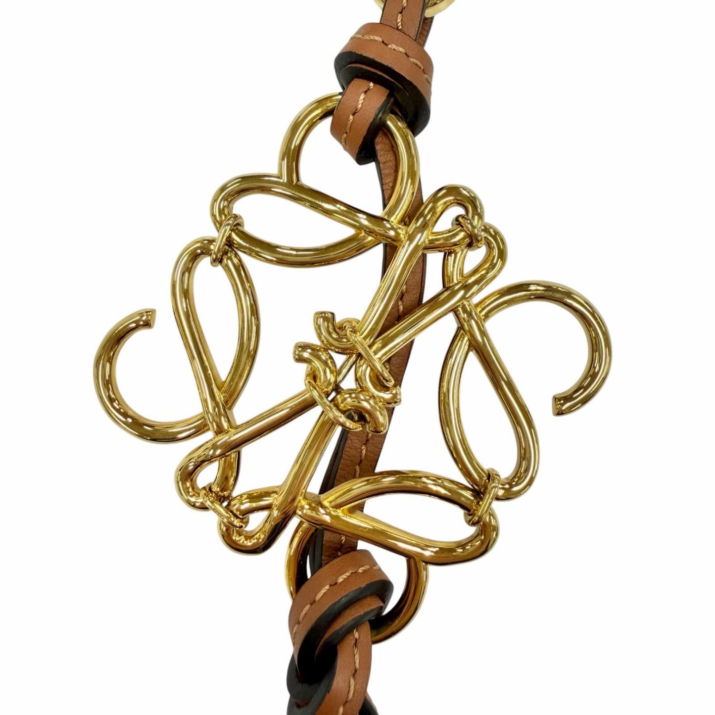 Loewe Classic Calf Tan Anagram Key Holder Bag Charm Gold — view 5
