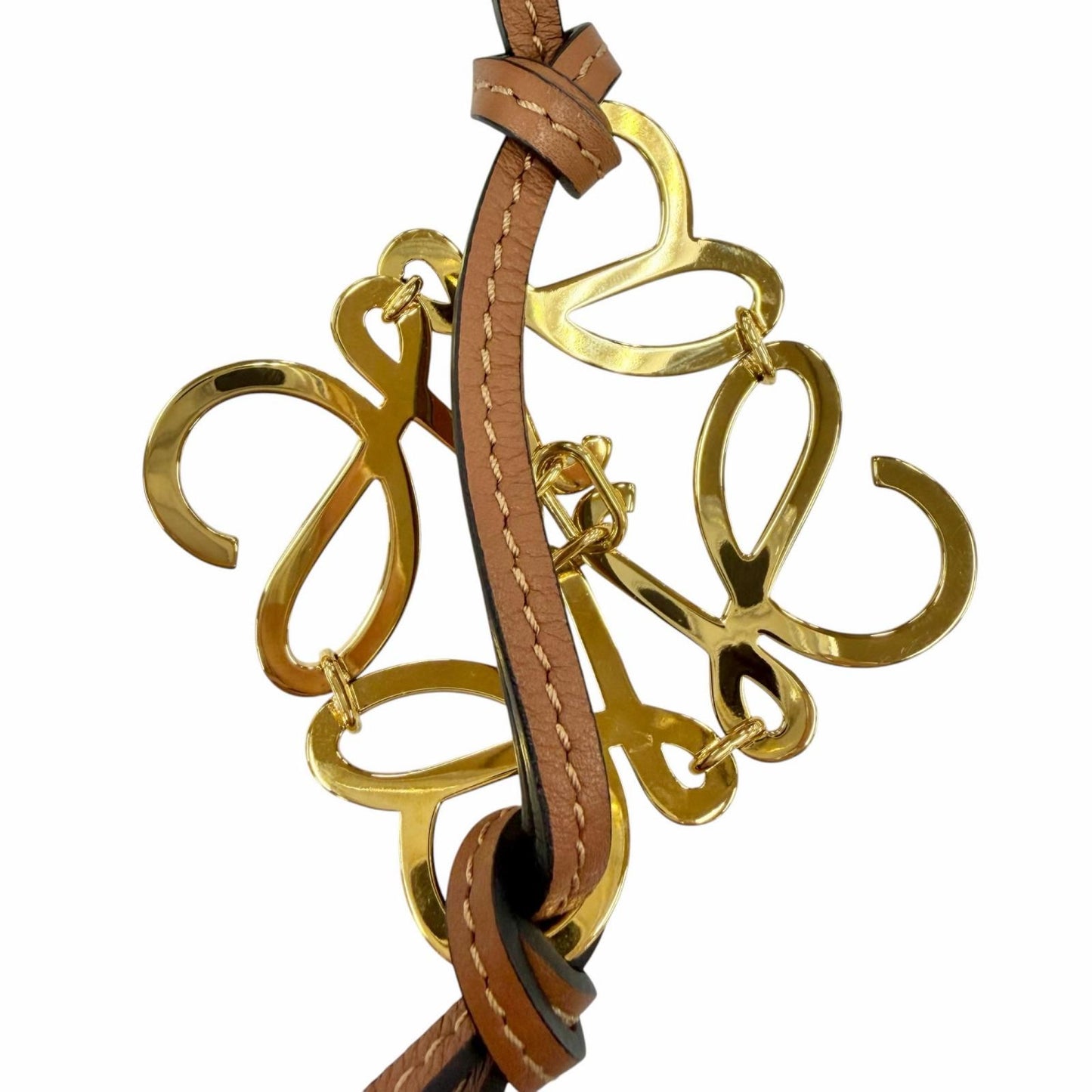 Loewe Classic Calf Tan Anagram Key Holder Bag Charm Gold — view 6