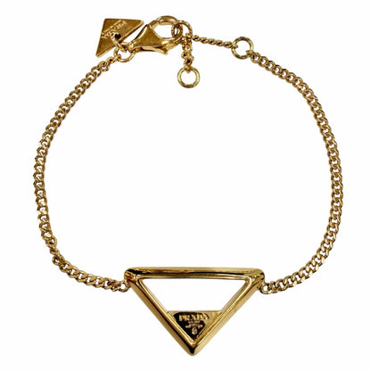 Prada Metal Bracelet Triangle Logo Chain Gold
