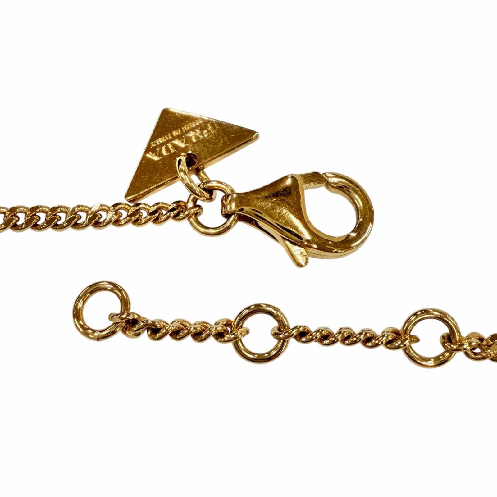 Prada Metal Bracelet Triangle Logo Chain Gold — view 6