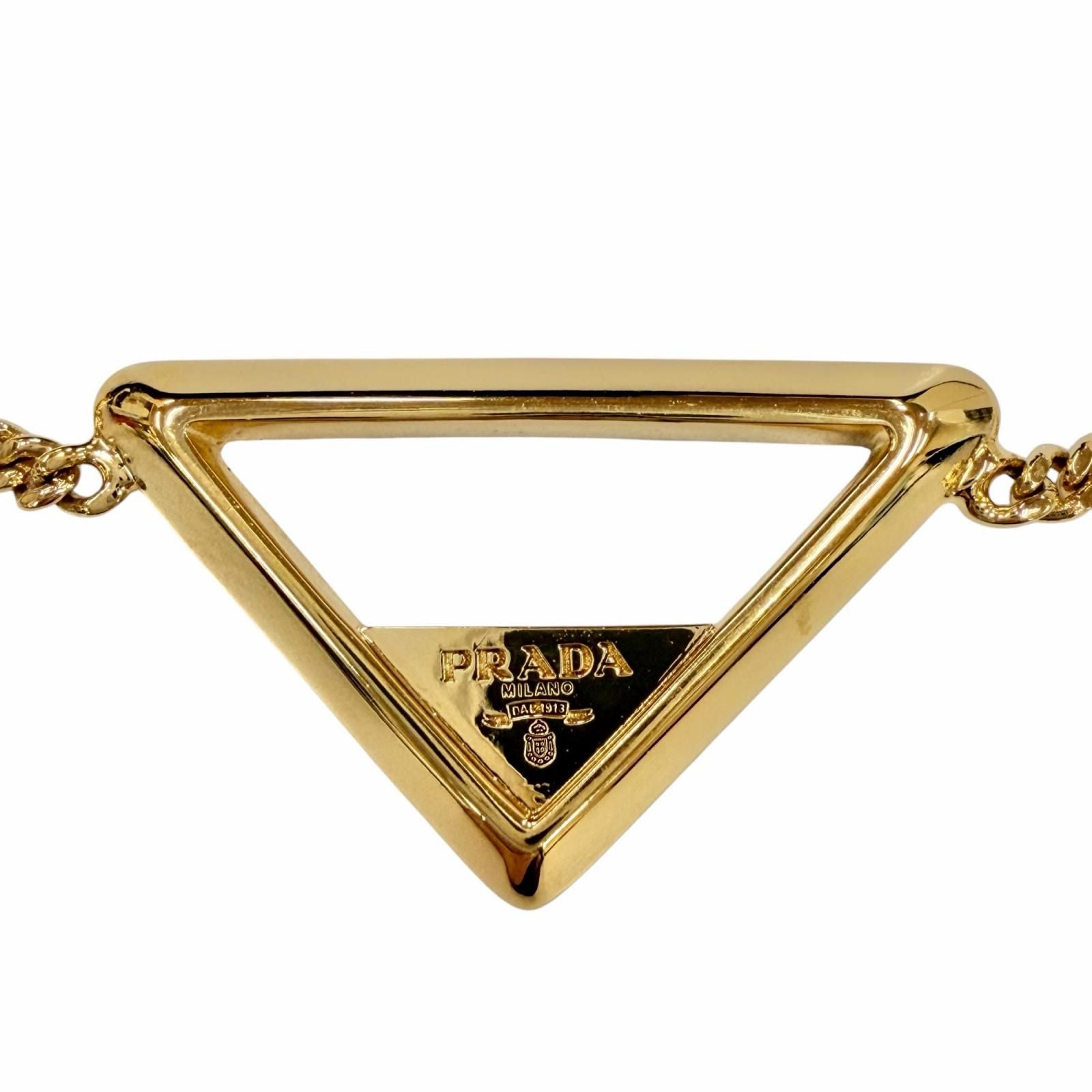 Prada Metal Bracelet Triangle Logo Chain Gold — view 3