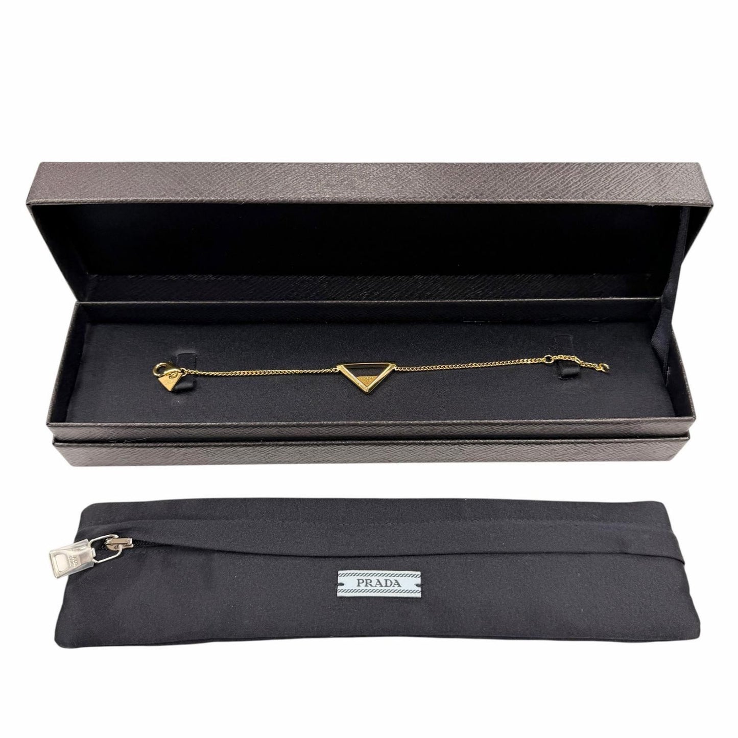 Prada Metal Bracelet Triangle Logo Chain Gold — view 2