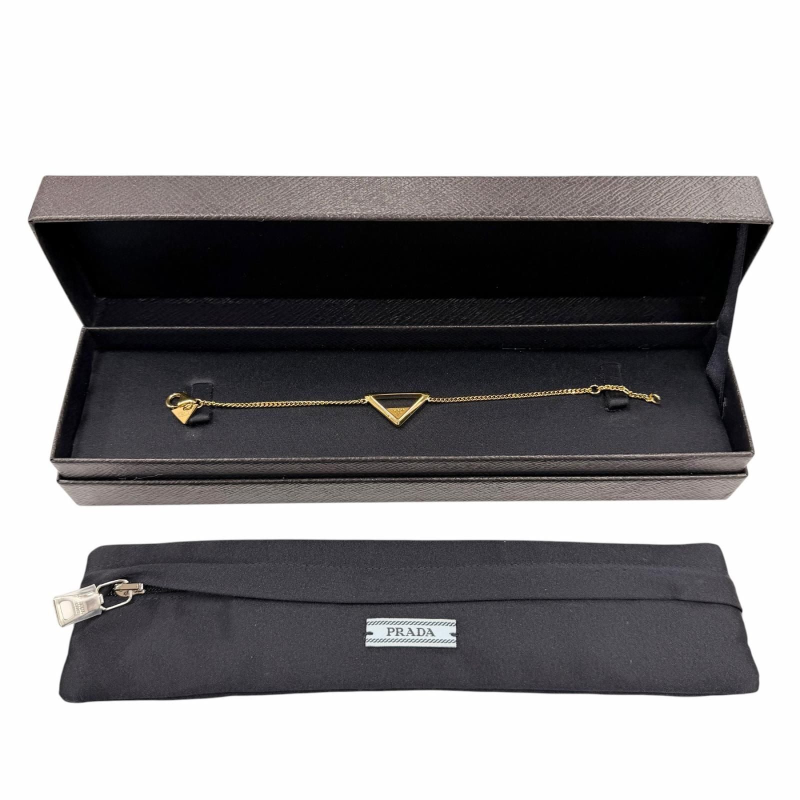 Prada Metal Bracelet Triangle Logo Chain Gold — view 2